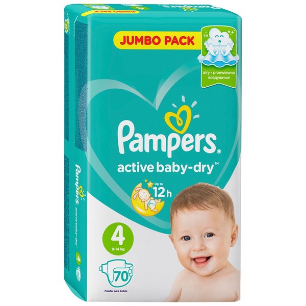 PAMPERS ACTIVE BABY-DRY ПОДГУЗНИКИ 4 MAXI 9-14КГ ПОДГУЗНИКИ ДЕТСКИЕ №70