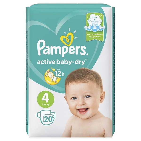 PAMPERS ACTIVE BABY-DRY ПОДГУЗНИКИ 4 MAXI 9-14КГ ПОДГУЗНИКИ ДЕТСКИЕ №20