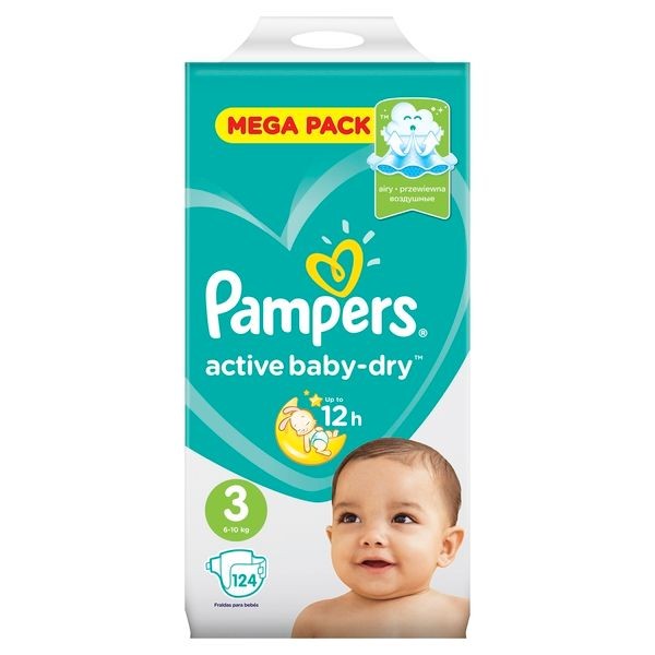 PAMPERS ACTIVE BABY-DRY ПОДГУЗНИКИ 3 MIDI 6-10КГ ПОДГУЗНИКИ ДЕТСКИЕ №124