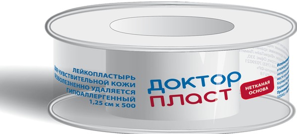 ДОКТОР ПЛАСТ ПЛАСТЫРЬ НЕТКАНННАЯ ОСНОВА ПЛАСТЫРЬ НА НЕТКАНОЙ ОСНОВЕ 1,25 СМХ500 СМ   №1