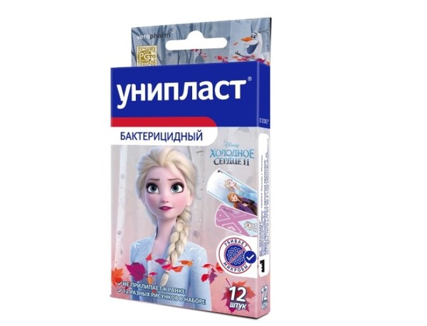 УНИПЛАСТ ПЛАСТЫРЬ БАКТЕРИЦИД ДЕТСКИЙ ХОЛОДНОЕ СЕРДЦЕ ПЛАСТЫРЬ   №12