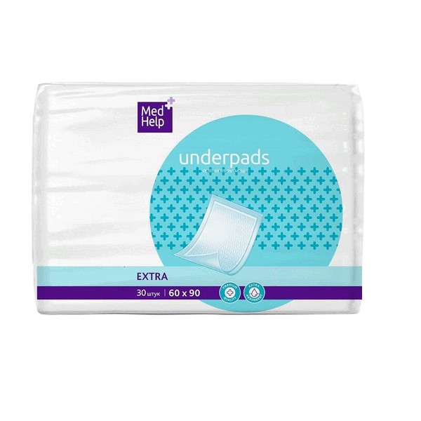MEDHELP ПЕЛЕНКИ ВПИТЫВАЮЩИЕ ОДНОРАЗОВЫЕ Д/ВЗРОСЛЫХ ЭКСТРА ПЕЛЕНКИ ВПИТЫВАЮЩИЕ ВЗРОСЛЫЕ 60 СМX90 СМ   №30