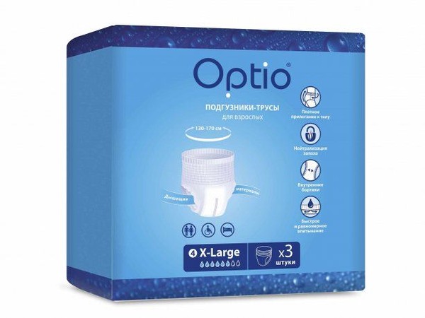 OPTIO ПОДГУЗНИКИ-ТРУСЫ Д/ВЗРОСЛЫХ СТРАДАЮЩИХ НЕДЕРЖАНИЕМ Р XL ПОДГУЗНИКИ-ТРУСЫ УРОЛОГИЧЕСКИЕ    №3