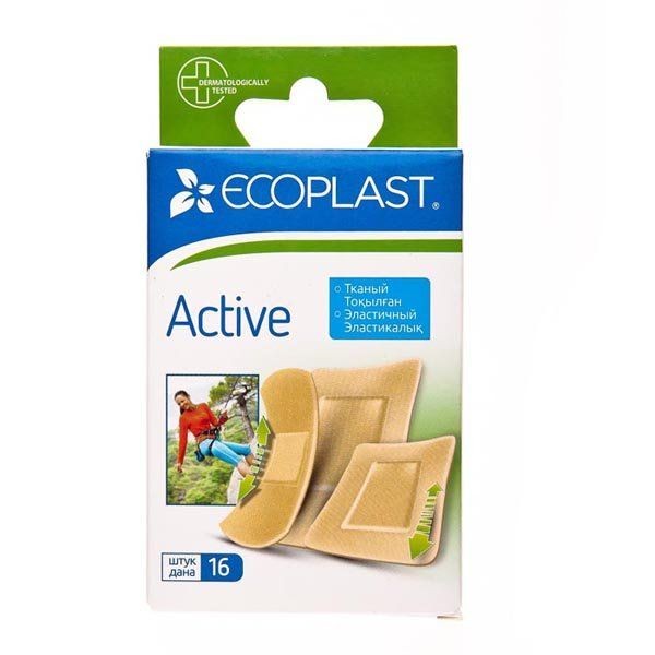 ECOPLAST ПЛАСТЫРЬ МЕДИЦИНСКИЙ ТКАНЫЙ ACTIVE ПЛАСТЫРЬ   №16