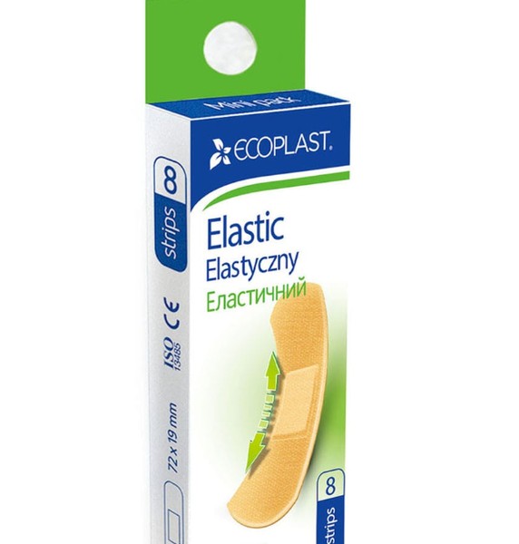 ECOPLAST ПЛАСТЫРЬ МЕДИЦИНСКИЙ ТКАНЫЙ ELASTIC ПЛАСТЫРЬ 72Х19 ММ   №8