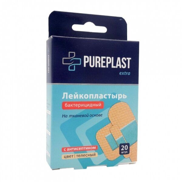 PUREPLAST ПЛАСТЫРЬ EXTRA БАКТЕРИЦИД НА ТКАН ОСНОВЕ ТЕЛЕС ЦВ ПЛАСТЫРЬ    №20