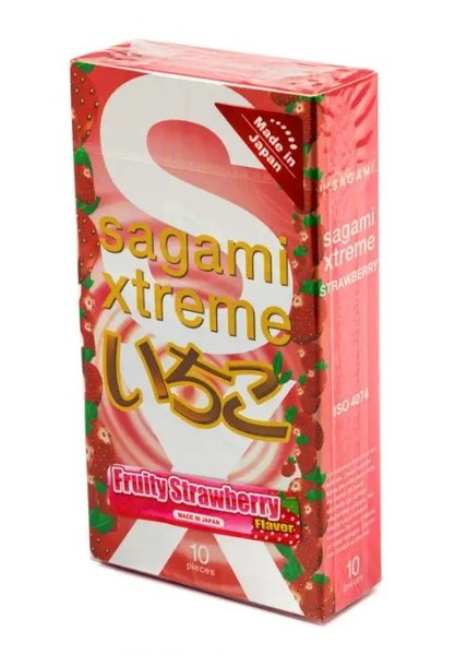 SAGAMI XTREME STRAWBERRY ПРЕЗЕРВАТИВЫ СО ВКУСОМ КЛУБНИКИ ПРЕЗЕРВАТИВ    №10