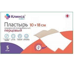 КЛИНСА ПЛАСТЫРЬ ПЕРЦОВЫЙ ПЕРФОРИРОВАННЫЙ 10 СМX18 СМ ПЛАСТЫРЬ ПЕРЦОВЫЙ ПЕРФОРИРОВАННЫЙ   №5