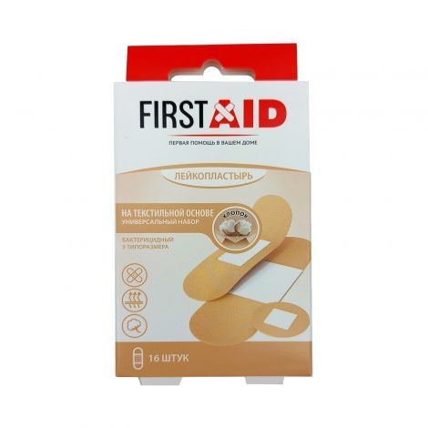 FIRSTAID/ФЕРСТЭЙД ПЛАСТЫРЬ ТЕКСТИЛЬНЫЙ УНИВЕРСАЛЬНЫЙ ПЛАСТЫРЬ    №16