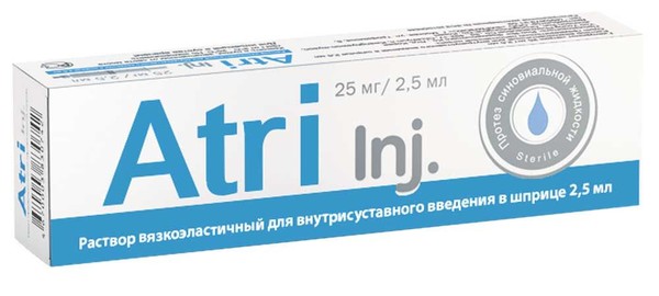 АТРИ ИНЖ (ATRI INJ) РАСТВОР Д/ВНУТРИСУСТАВНОГО ВВЕДЕНИЯ 25 МГ РАСТВОР ДЛЯ ВНУТРИСУСТАВНОГО ВВЕДЕНИЯ 2,5 МЛ №1