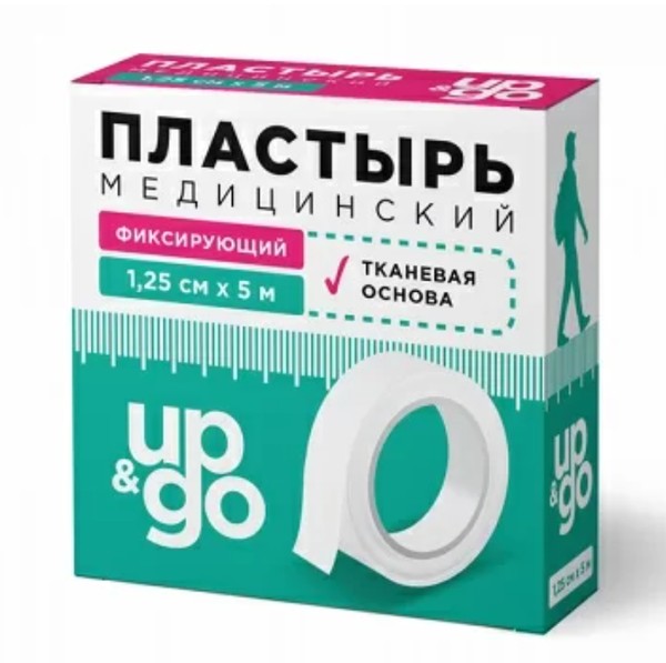 UP&GO ПЛАСТЫРЬ МЕД ФИКСИРУЮЩИЙ НА ТКАН ОСНОВЕ ПЛАСТЫРЬ НА ТКАНЕВОЙ ОСНОВЕ 1,25 СМХ500 СМ №1
