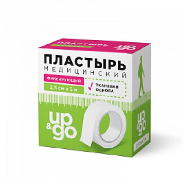UP&GO ПЛАСТЫРЬ МЕД ФИКСИРУЮЩИЙ НА ТКАН ОСНОВЕ ПЛАСТЫРЬ НА ТКАНЕВОЙ ОСНОВЕ 2,5 СМХ500 СМ №1