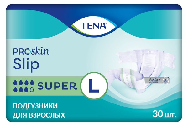 TENA SLIP SUPER ПОДГУЗНИКИ ДЫШАЩИЕ Д/ВЗР L ПОДГУЗНИКИ УРОЛОГИЧЕСКИЕ   №30