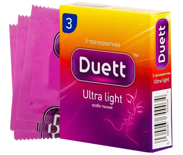 DUETT ПРЕЗЕРВАТИВЫ ULTRA LIGHT (УЛЬТРАТОНКИЕ) ПРЕЗЕРВАТИВ    №3