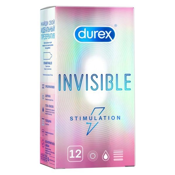 DUREX ПРЕЗЕРВАТИВЫ INVISIBLE STIMULATION СО СТИМУЛИРУЮЩЕЙ СМАЗКОЙ ПРЕЗЕРВАТИВ    №12