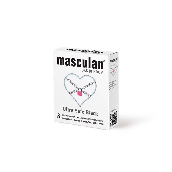 MASCULAN ПРЕЗЕРВАТИВЫ BLACK ULTRA SAFE УТОЛЩЕННЫЕ ЧЕРНОГО ЦВЕТА ПРЕЗЕРВАТИВ    №3