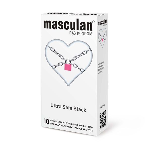 MASCULAN ПРЕЗЕРВАТИВЫ BLACK ULTRA SAFE УТОЛЩЕННЫЕ ЧЕРНОГО ЦВЕТА ПРЕЗЕРВАТИВ    №10