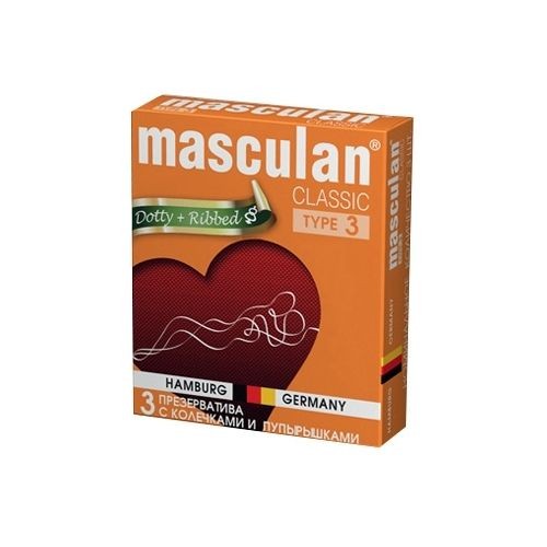 MASCULAN 3 ПРЕЗЕРВАТИВЫ CLASSIC КОЛЕЧКИ/ПУПЫР ПРЕЗЕРВАТИВ №3