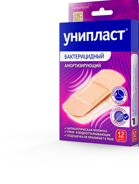 УНИПЛАСТ ПЛАСТЫРЬ БАКТЕРИЦИД АМОРТИЗИРУЮЩИЙ ПЛАСТЫРЬ   №12