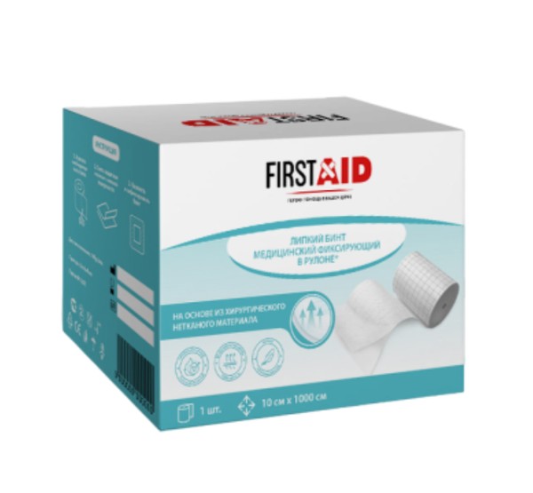 FIRSTAID/ФЕРСТЭЙД БИНТ ЛИПКИЙ МЕД ФИКСИРУЮЩИЙ НА НЕТКАН ОСНОВЕ БИНТ ЛИПКИЙ 10 СМХ1000 СМ №1