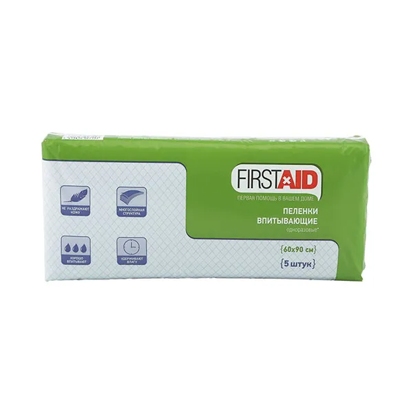 FIRSTAID/ФЕРСТЭЙД ПЕЛЕНКИ ВПИТЫВАЮЩИЕ ПЕЛЕНКИ ВПИТЫВАЮЩИЕ ВЗРОСЛЫЕ 60 СМX90 СМ   №5