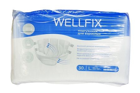 WELLFIX ПОДГУЗНИКИ ДЛЯ ВЗРОСЛЫХ SUPER (100X160 СМ) L ПОДГУЗНИКИ УРОЛОГИЧЕСКИЕ    №30