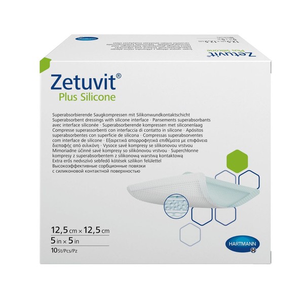 ZETUVIT PLUS SILICONE ПОВЯЗКА СУПЕРАБСОРБИРУЮЩАЯ СИЛИКОНОВЫЙ СЛОЙ ПОВЯЗКИ 12,5 СМX12,5 СМ №10