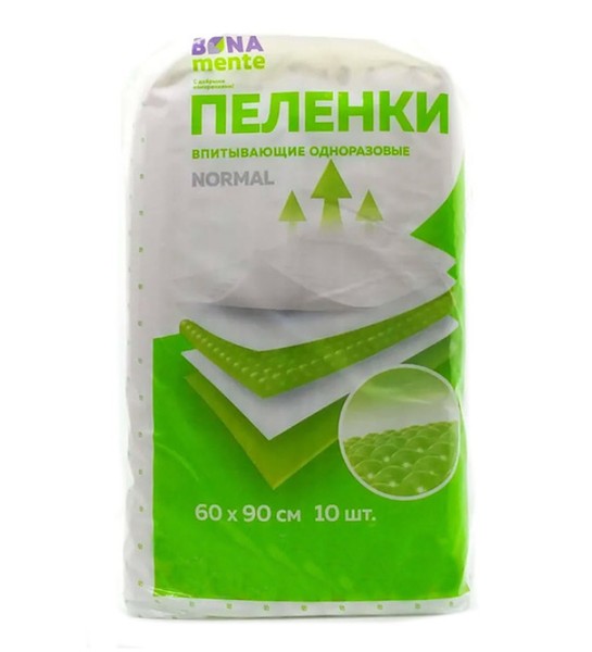 BONA MENTE ПЕЛЕНКИ ВПИТЫВАЮЩИЕ NORMAL ПЕЛЕНКИ ВПИТЫВАЮЩИЕ ВЗРОСЛЫЕ 60 СМX90 СМ №10