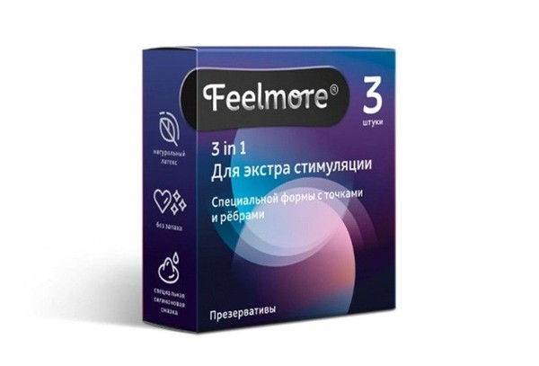 FEELMORE ПРЕЗЕРВАТИВЫ 3В1 Д/ЭКСТРА СТИМУЛЯЦИИ ПРЕЗЕРВАТИВ    №3