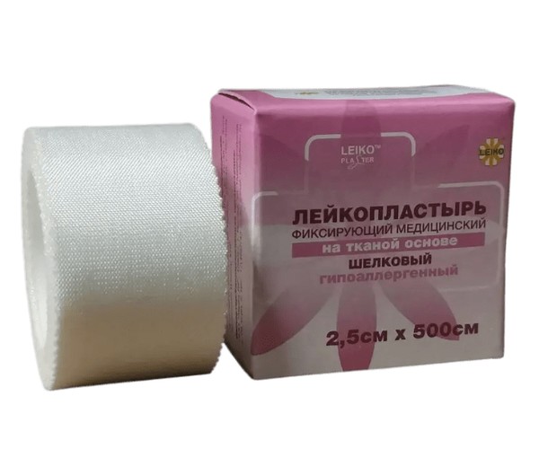 LEIKO ПЛАСТЫРЬ НА ШЕЛКОВ ОСНОВЕ 2,5СМХ500СМ ПЛАСТЫРЬ НА ШЕЛКОВОЙ ОСНОВЕ   №1