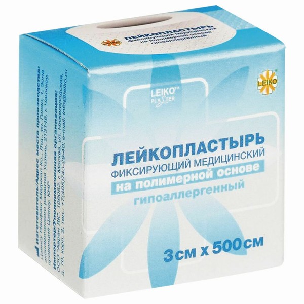 LEIKO ПЛАСТЫРЬ НА ПОЛИМ ОСНОВЕ ПЛАСТЫРЬ НА ПОЛИМЕРНОЙ ОСНОВЕ 3 СМХ500 СМ   №1