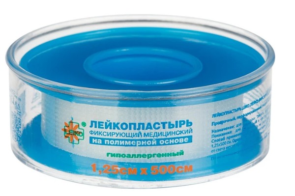 LEIKO ПЛАСТЫРЬ НА ПОЛИМ ОСНОВЕ 1,25СМХ500СМ ПЛАСТЫРЬ НА ПОЛИМЕРНОЙ ОСНОВЕ   №1