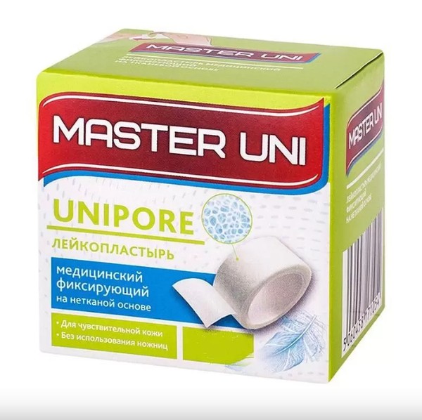 МАСТЕР ЮНИ ПЛАСТЫРЬ UNIPORE НЕТКАНАЯ ОСНОВА 2Х500СМ ПЛАСТЫРЬ НА НЕТКАНОЙ ОСНОВЕ   №1