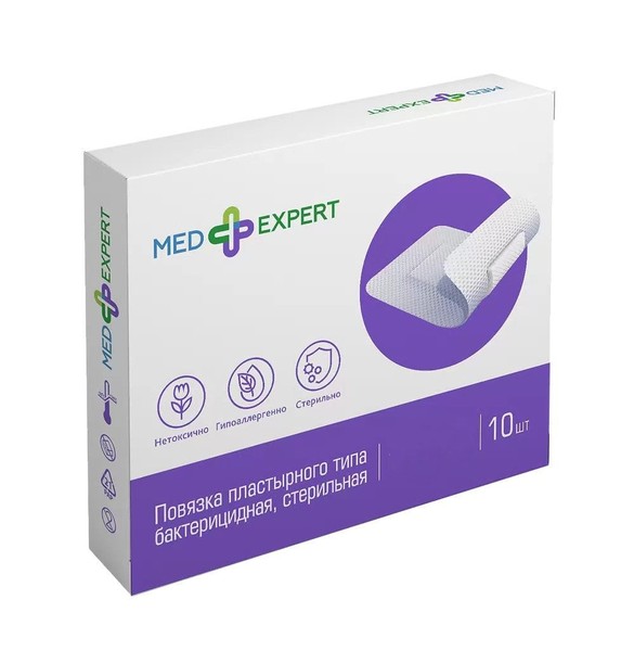 MED EXPERT ПОВЯЗКА ПЛАСТЫРНОГО ТИПА БАКТЕРИЦИДНАЯ СТЕРИЛЬНАЯ 8*6 СМ ПОВЯЗКИ ПЛАСТЫРНОГО ТИПА №10