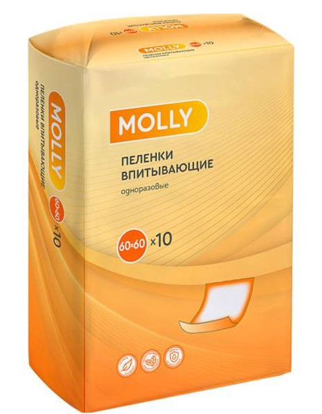 MOLLY ПЕЛЕНКИ ВПИТЫВАЮЩИЕ ОДНОРАЗОВЫЕ ПЕЛЕНКИ ВПИТЫВАЮЩИЕ ВЗРОСЛЫЕ 60 СМX60 СМ   №10
