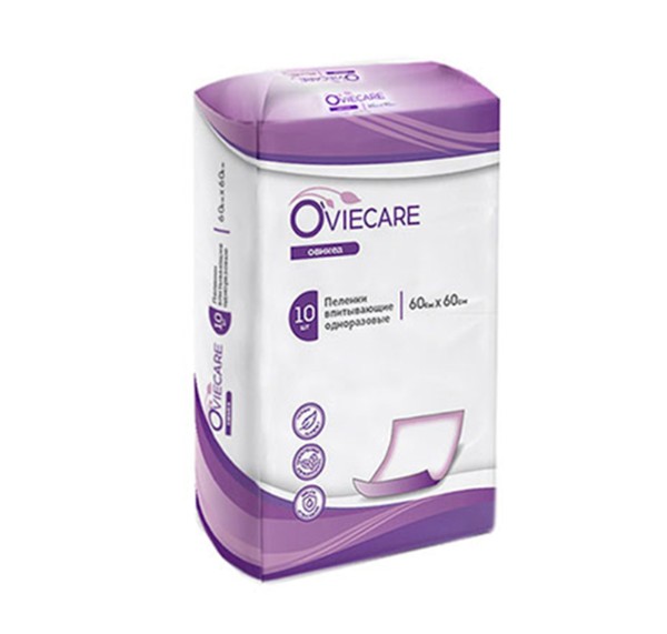 OVIECARE ПЕЛЕНКИ МЕДИЦИНСКИЕ ОДНОРАЗОВЫЕ ПЕЛЕНКИ ВПИТЫВАЮЩИЕ ВЗРОСЛЫЕ 60 СМX60 СМ   №10