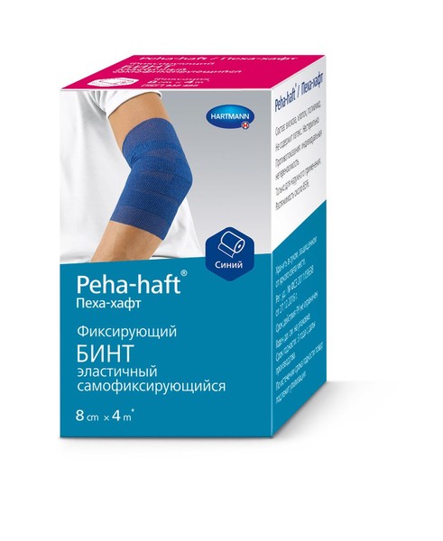 PEHA-HAFT LATEXFREE БИНТ ЭЛАСТИЧНЫЙ КОГЕЗИВНЫЙ СИНИЙ (4.0 М X 8.0 СМ) БИНТ САМОФИКСИРУЮЩИЙСЯ №1