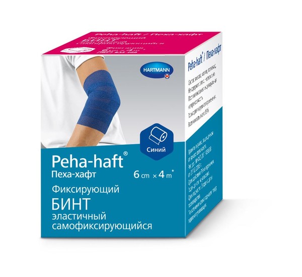 PEHA-HAFT LATEXFREE БИНТ ЭЛАСТИЧНЫЙ КОГЕЗИВНЫЙ СИНИЙ (4.0 М X 6.0 СМ) БИНТ САМОФИКСИРУЮЩИЙСЯ №1