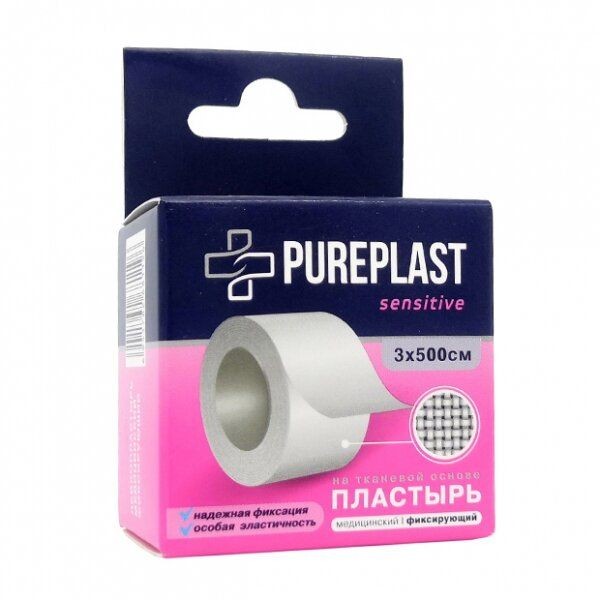 PUREPLAST ПЛАСТЫРЬ ФИКСИР НА ТКАН ОСНОВЕ ПЛАСТЫРЬ НА ТКАНЕВОЙ ОСНОВЕ 3 СМХ500 СМ   №1