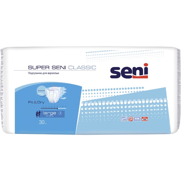 SUPER SENI CLASSIC ПОДГУЗНИКИ ДЛЯ ВЗРОСЛЫХ LARGE ПОДГУЗНИКИ УРОЛОГИЧЕСКИЕ   №30