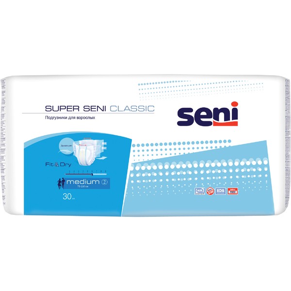 SUPER SENI CLASSIC ПОДГУЗНИКИ ДЛЯ ВЗРОСЛЫХ MEDIUM ПОДГУЗНИКИ УРОЛОГИЧЕСКИЕ   №30