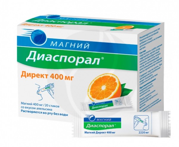 МАГНИЙ-ДИАСПОРАЛ ДИРЕКТ 400 ГРАНУЛЫ ДЛЯ ПРИГОТОВЛЕНИЯ РАСТВОРА ДЛЯ ПРИЕМА ВНУТРЬ 400 МГ №20