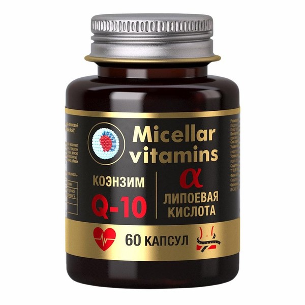 МИЦЕЛВИТ/МИЦЕЛЛЯРНЫЕ ВИТАМИНЫ КОЭНЗИМ Q10 С АЛЬФА-ЛИПОЕВОЙ КИСЛОТОЙ КАПСУЛЫ  1080 МГ №60