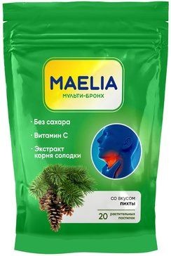 МУЛЬТИ-БРОНХ ПАСТИЛКИ РАСТИТЕЛЬНЫЕ [ПИХТА-МЕНТОЛ] 3250 МГ   №20