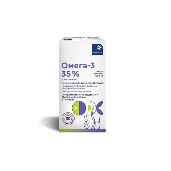 ПРОАПТЕКА ОМЕГА-3 35% С ВИТАМИНОМ Е КАПСУЛЫ  1400 МГ №30
