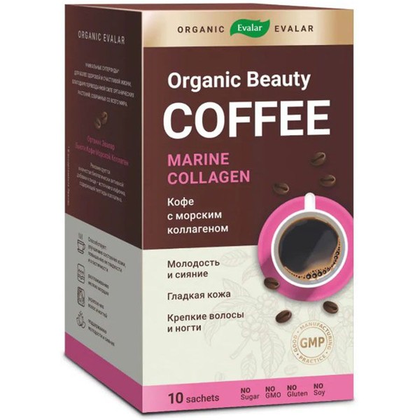 ЭВАЛАР ORGANIC КОФЕ БЬЮТИ МОРСКОЙ КОЛЛАГЕН ПОРОШОК ДЛЯ ПРИГОТОВЛЕНИЯ РАСТВОРА ДЛЯ ПРИЕМА ВНУТРЬ  10,8 Г №10
