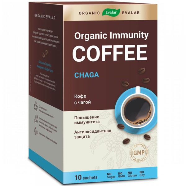 ЭВАЛАР ORGANIC КОФЕ ИММУНИТИ ЧАГА ПОРОШОК ДЛЯ ПРИГОТОВЛЕНИЯ РАСТВОРА ДЛЯ ПРИЕМА ВНУТРЬ 8 Г №10