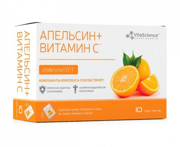 VITALIFE/VITASCIENCE ИММУНИТЕТ КОМПЛЕКС АПЕЛЬСИНА ВИТАМИНА C И ZN ПОРОШОК ДЛЯ ПРИГОТОВЛЕНИЯ РАСТВОРА ДЛЯ ПРИЕМА ВНУТРЬ 2 Г №10
