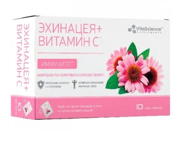 VITALIFE/VITASCIENCE ИММУНИТЕТ КОМПЛЕКС ЭХИНАЦЕИ ВИТАМИНА C И ZN ПОРОШОК ДЛЯ ПРИГОТОВЛЕНИЯ РАСТВОРА ДЛЯ ПРИЕМА ВНУТРЬ 2000 МГ №10