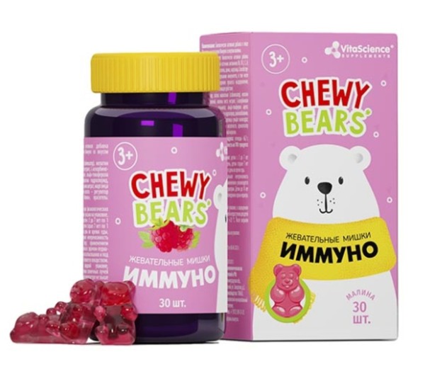 VITALIFE/VITASCIENCE МИШКИ ИММУНО ПАСТИЛКИ ЖЕВАТЕЛЬНЫЕ [МАЛИНА]  2,5 Г №30